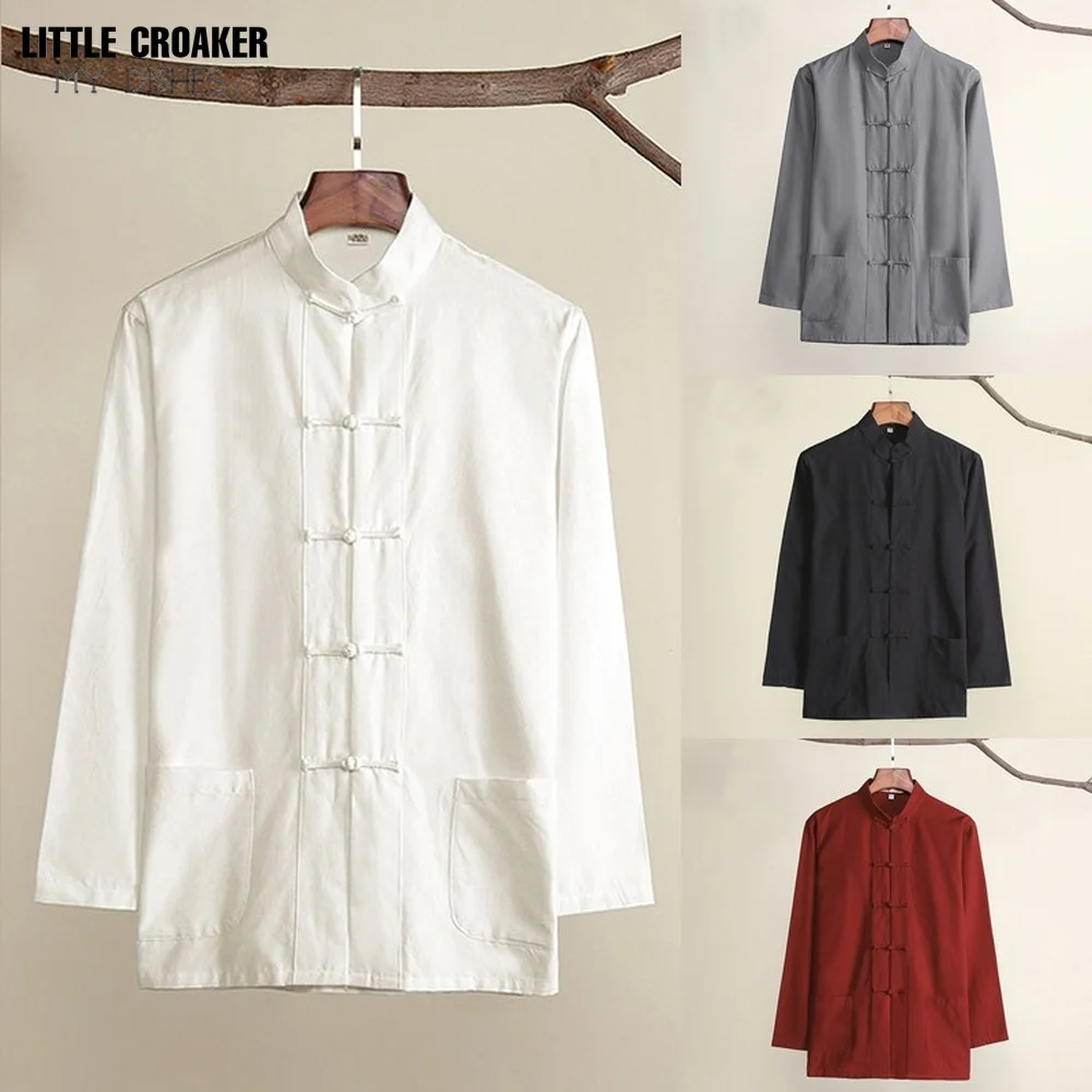 

Рубашка хлопковая Мужская, в традиционном китайском стиле, демисезонная, с длинным рукавом