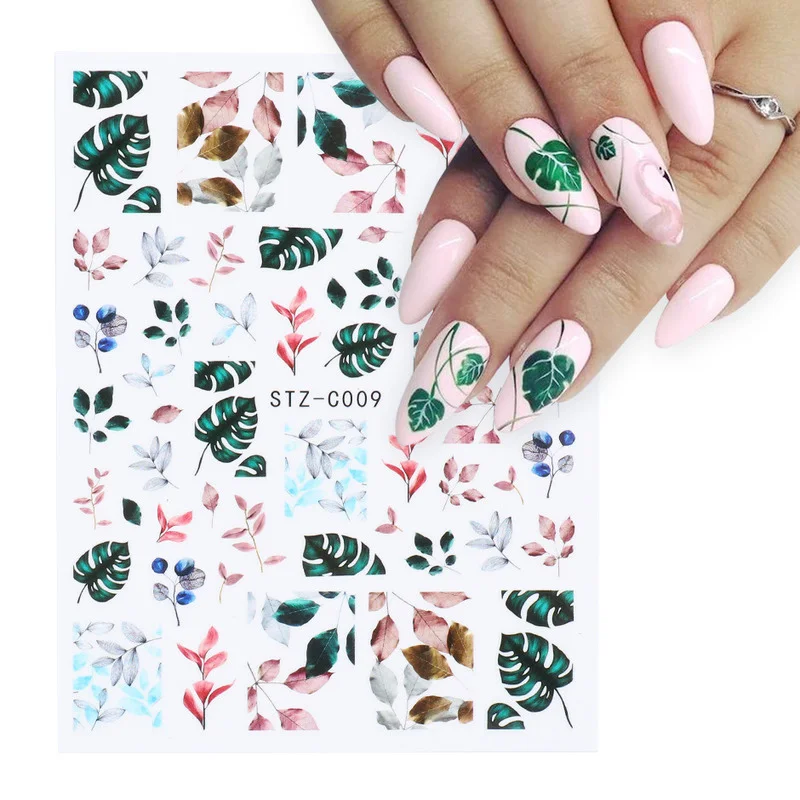 

1pc Spring Nail Decal and Sticker Flower Leaf Tree Green Simple Summer DIY Slider for Manicuring Cute Sweet Nail Art Decoration