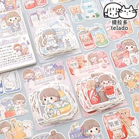 dimi 100pcspack eat eat series memo pad cartoon girl sticky note junk journaling scrapbooking stickers office school stationery