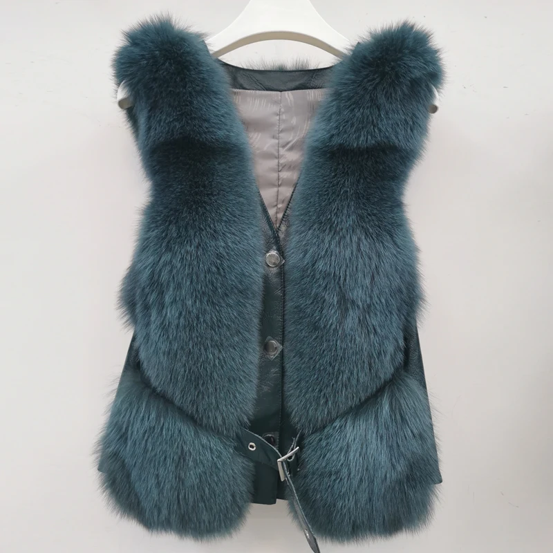 Latest fashion design Women's Winter Real Fur Coat High Quality Natural Fox Fur Vest  Luxurious Warm Sleeveless 4 colors jacket enlarge