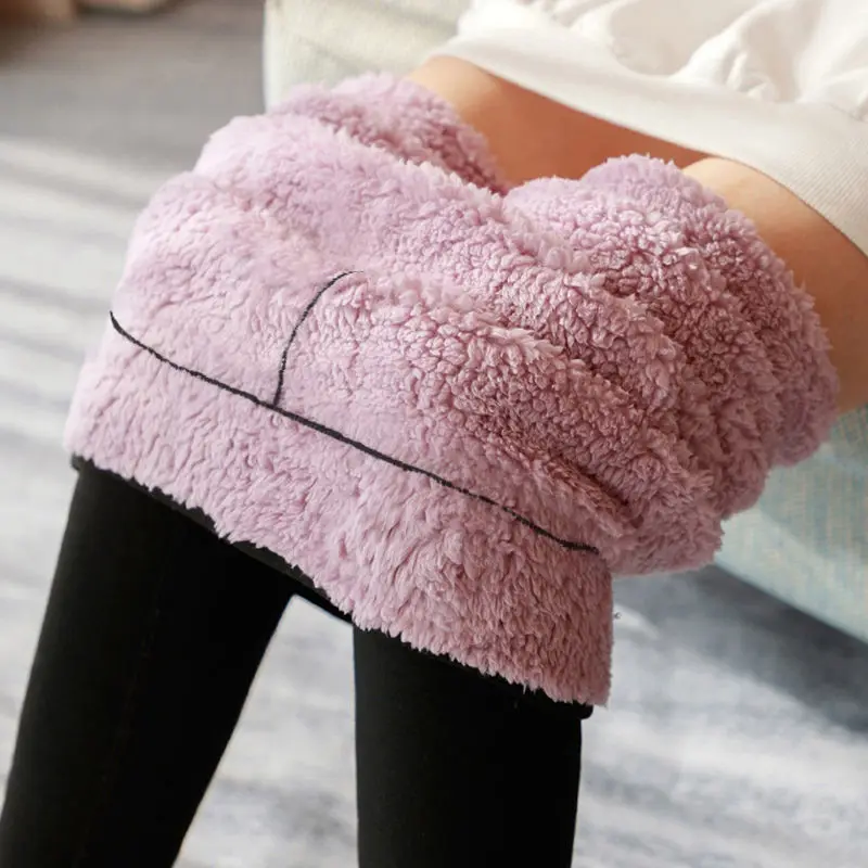 

Lamb Velvet Stretchy Leggings Women's Autumn Winter Solid Tights Elasticity Thick Warm Pants Thicken Thermal Leggings C15