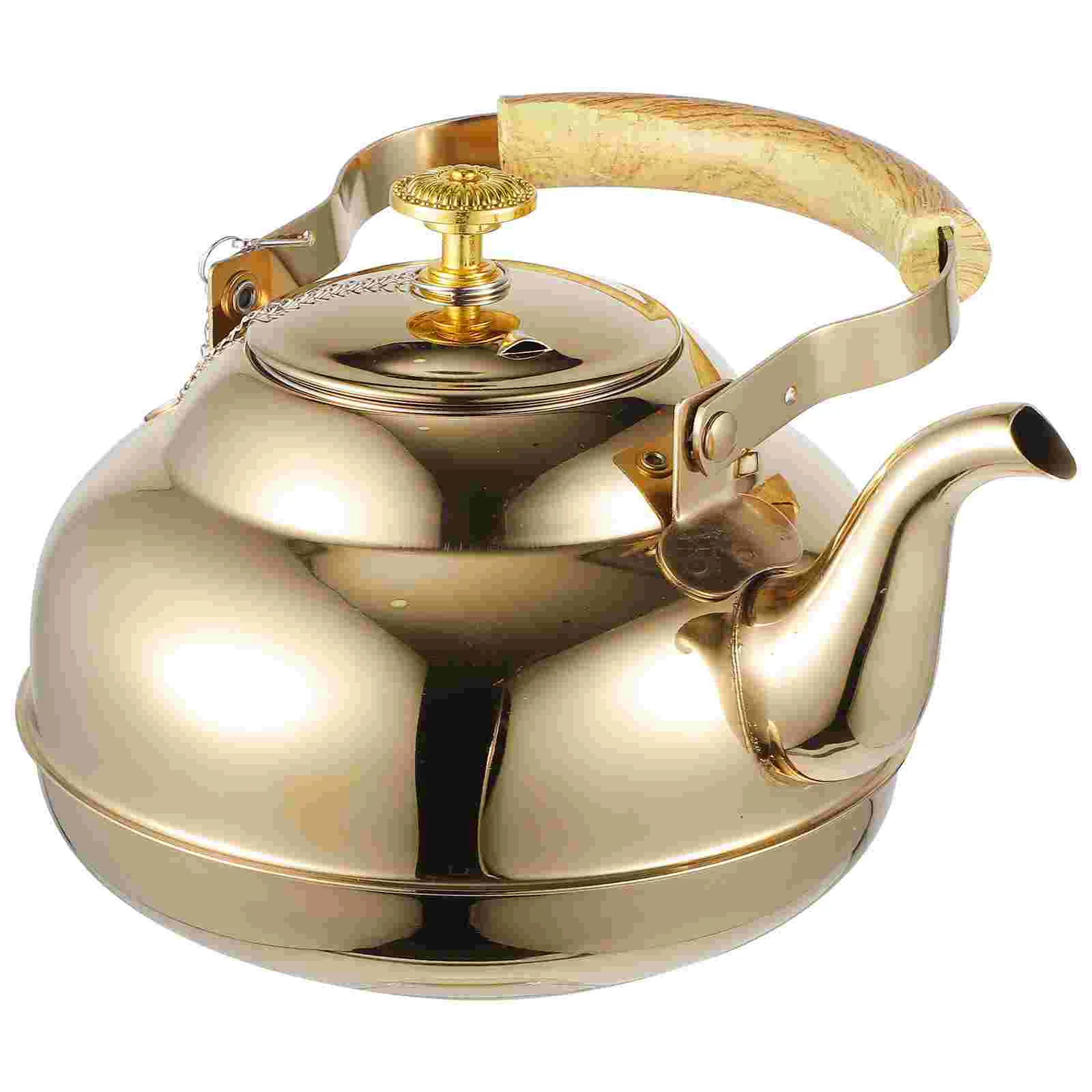 

Metal Tea Maker Beverage Water Pitcher Stainless Steel Gold Kettle Pot Coffee Stovetop