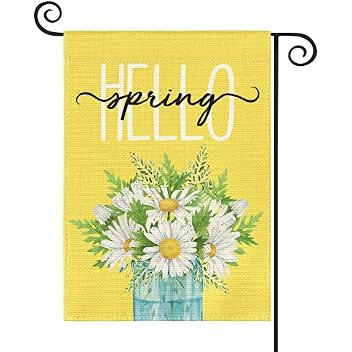 

colorlife Hello Spring Daisy Garden Flag 12x18 Inch Double Sided Outside, Floral Seasonal Yard Outdoor Flag