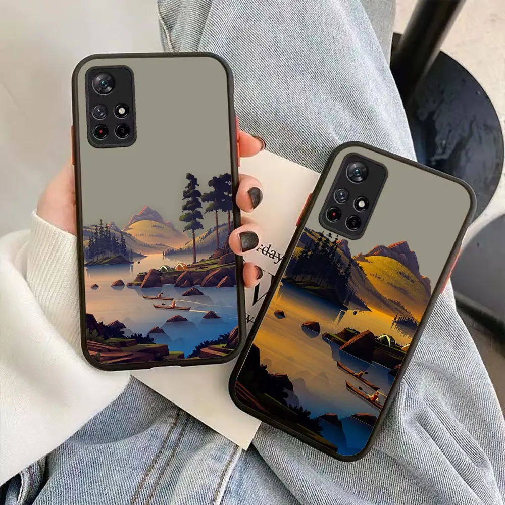 

Art Hand Painted Mountain Scenery Shockproof Phone Case For Redmi NOTE 11 4G 10 5G 9 9T 9S 8 7 6 5 4 3 2 K20 K30 K40 PRO Case