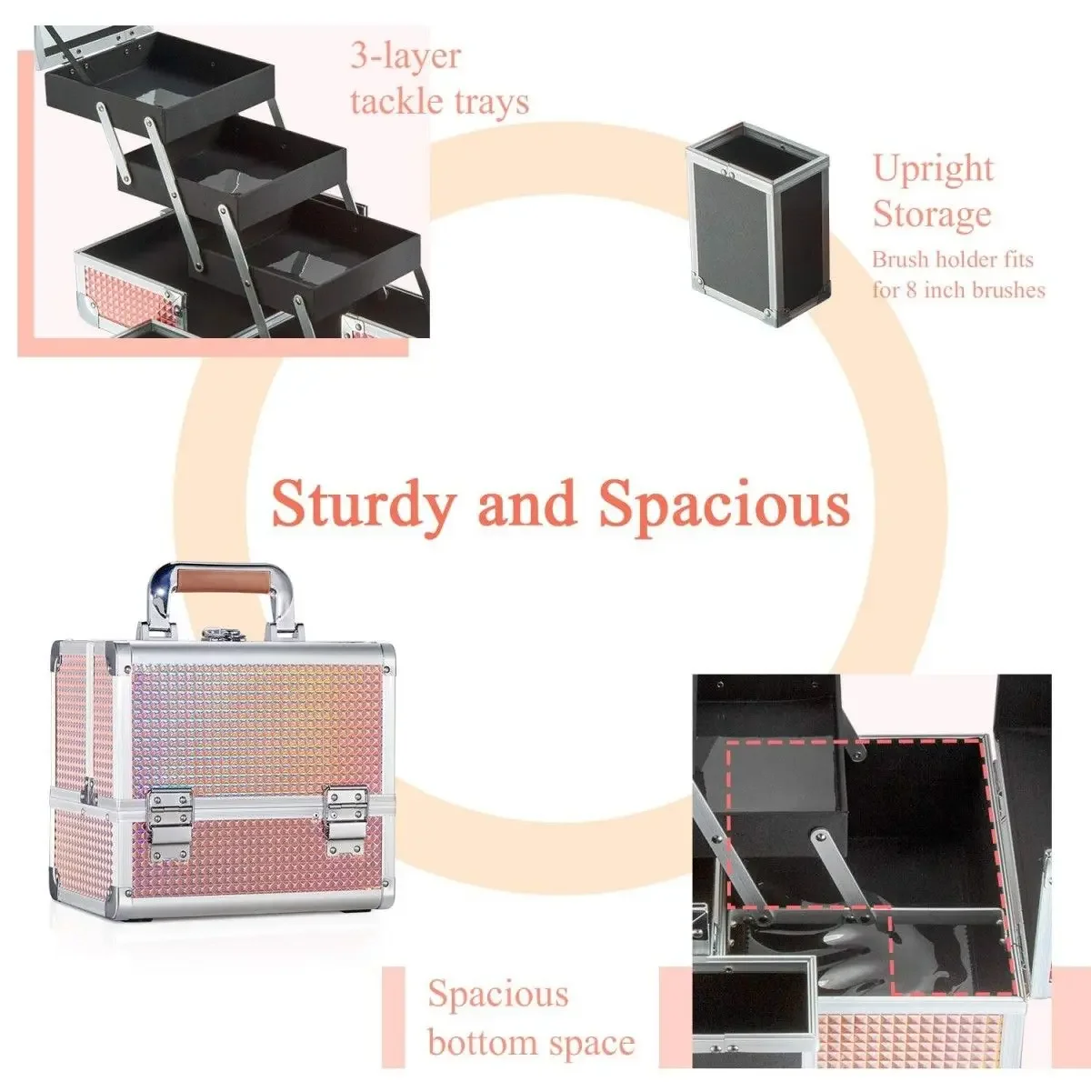 2024 Professional Makeup Box Aluminum Alloy Make Up Organizer Women Cosmetic Case with Mirror Travel Large Capacity Suitcase Bag