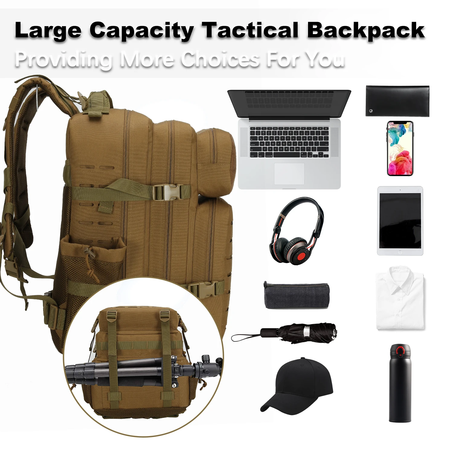 45L 600D Nylon Waterproof Trekking Fishing Hunting Bag Backpack Outdoor Military Rucksacks Tactical Sports Camping Hiking