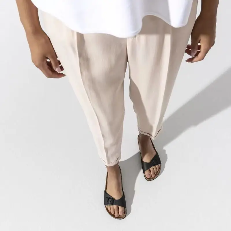 Boken Sandals Women Wear 2023 European And American Summer Leather Word Drag Holiday Leisure Beach Boken Cork Slippers Women