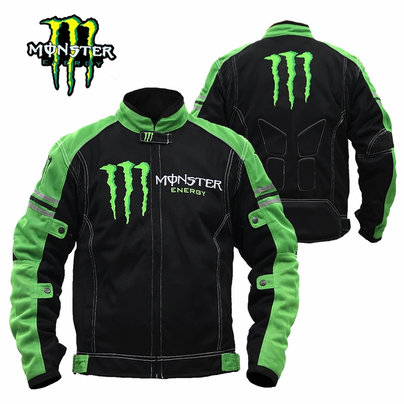 

Monster Energy Summer Mesh Breathable Riding Set Motorcycle Anti-fall Rider Clothing Racing Jacket Thin with Protective Device
