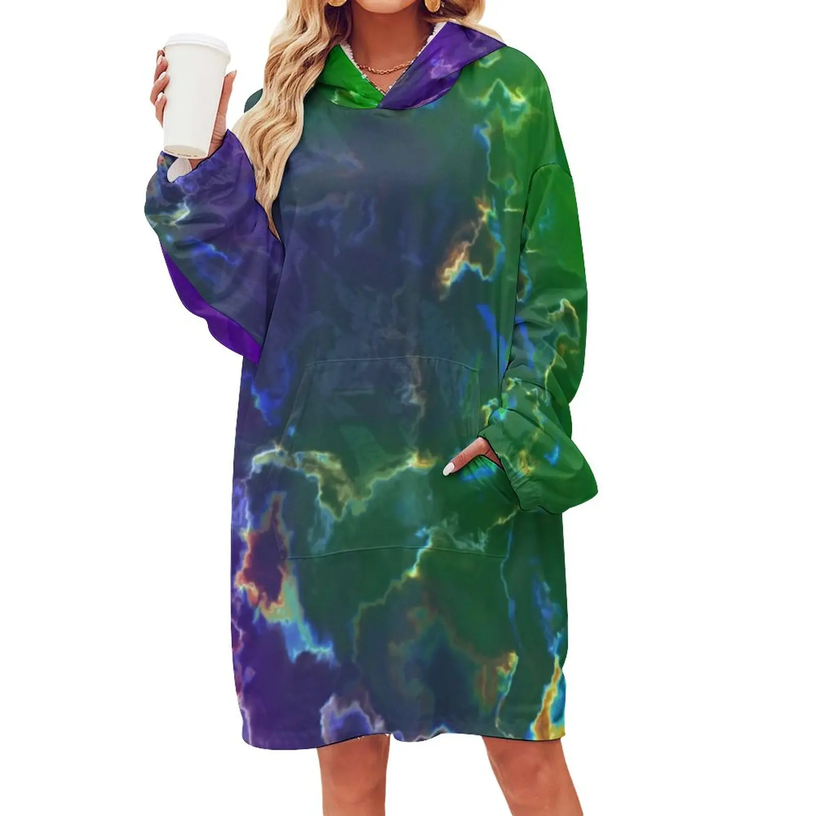 

Красочное одеяло с абстрактным чернильным принтом, плюшевое толстое одеяло с капюшоном, женское одеяло на заказ, рубашка с карманом