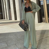 2022 casual long sleeve tshirt and pants two piece set women autumn winter femme elegant solid full length pant coat suit sets
