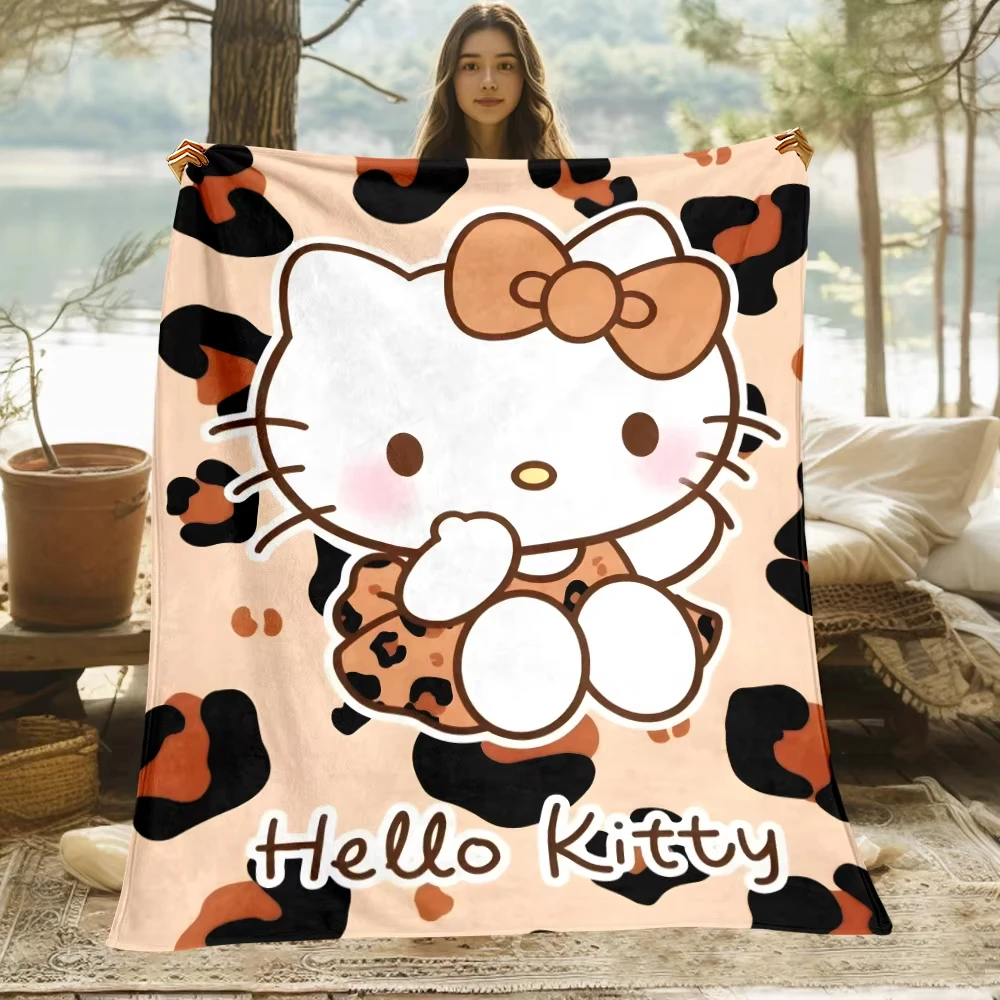 Одеяло с HD-принтом Hello Kitty легкое фланелевое покрывало для кровати путешествий