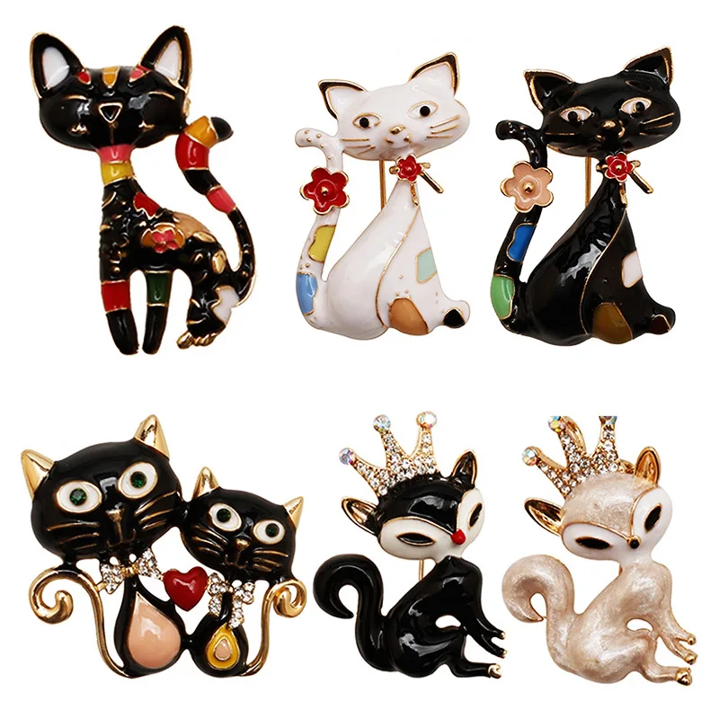 

HEYu Enamel Cat Brooch for Women 2023 New Cartoon Animal Brooche Cute Fox Pins Fashion Clothing Hats Accessories