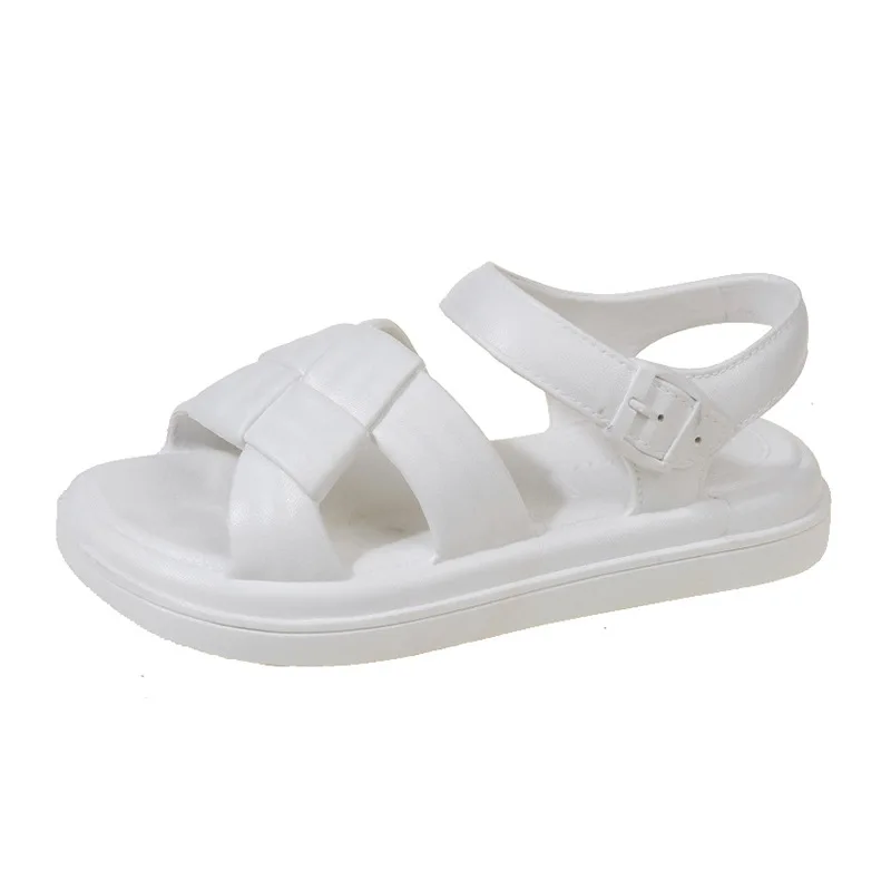 

Trend Casual Retro Solid Color Flat Sandals Female 2023 Spring Summer New Women's Fashion Thick Bottom Sandals