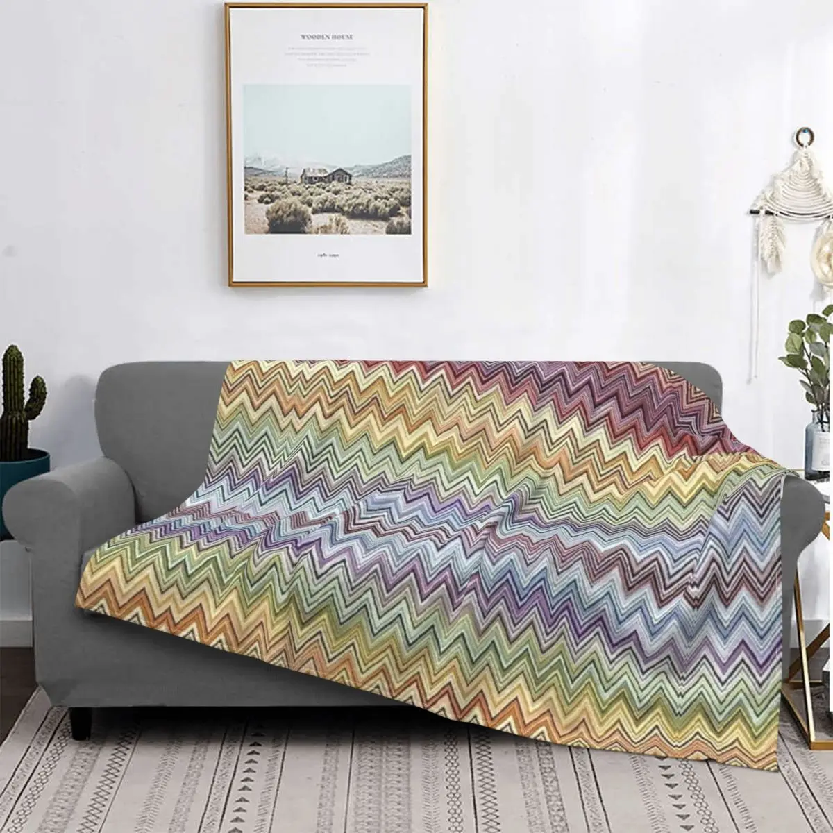 

Шикарное современное одеяло в стиле бохо с зигзагом, дышащее мягкое теплое Фланелевое осеннее разноцветное одеяло с геометрическим рисунком, покрывало для дивана, постельное белье для улицы