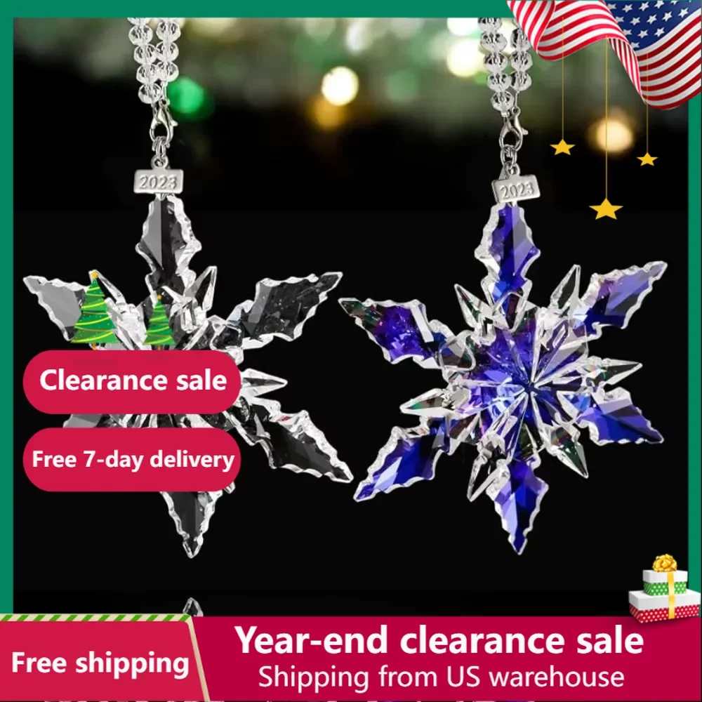 

Crystal Snowflake Annual Edition Ornament Set, Crystal Colorful Angel Christmas Ornaments Festive Ornaments Gifts (Set of 2)