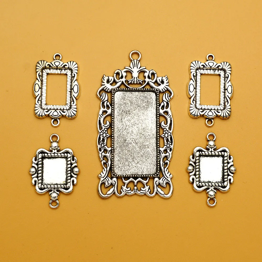 

Прямоугольная рамка под античное серебро, без рамки, основа для изготовления ювелирных изделий, принадлежности для аксессуаров