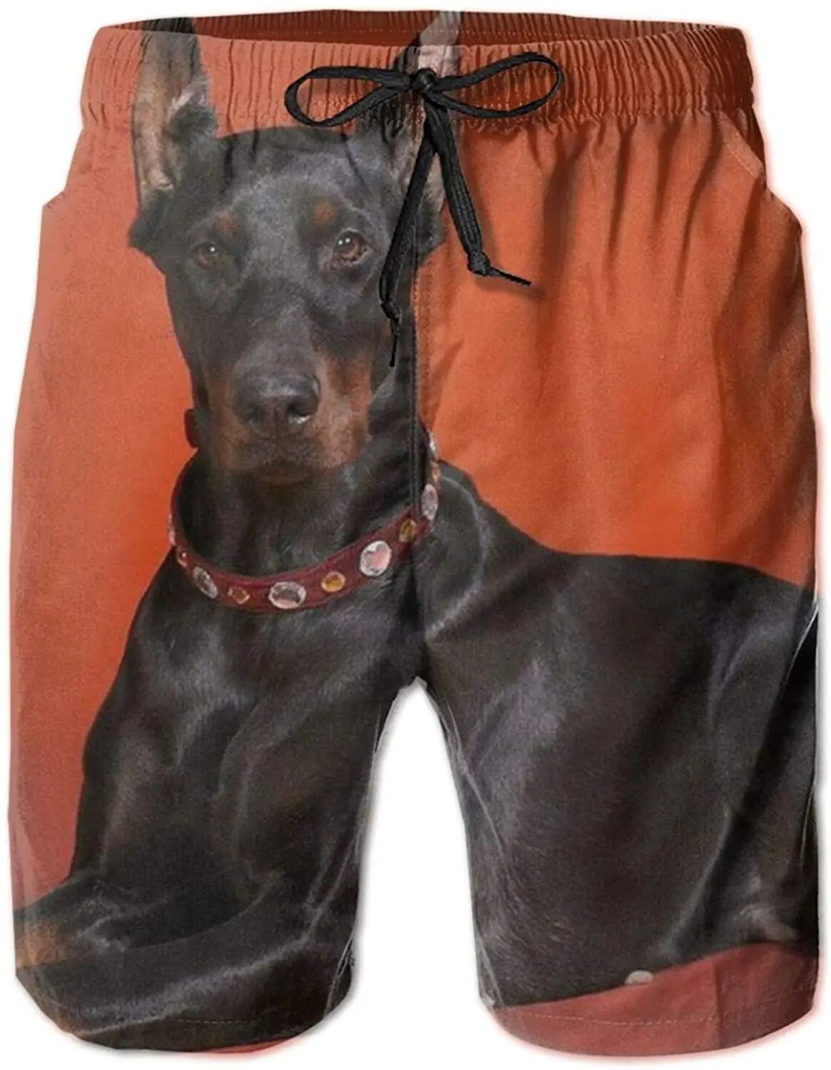 

Men 's Bandana Swim Shorts S Dog Black-Red Swimtrunks Beachwear Water Resistant Running Summer Beach Shorts Outfit Pants