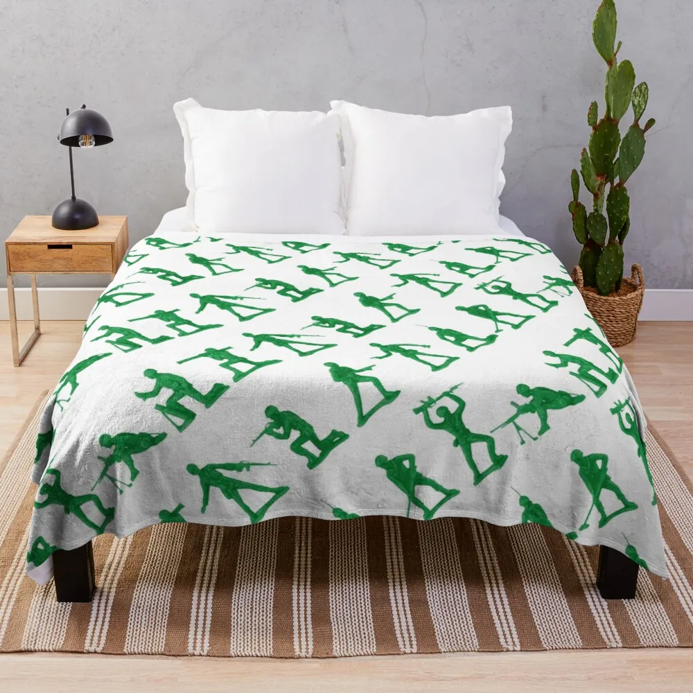 

Green Army Men Pattern Throw Blanket Custom Blanket Large Knitted Plaid
