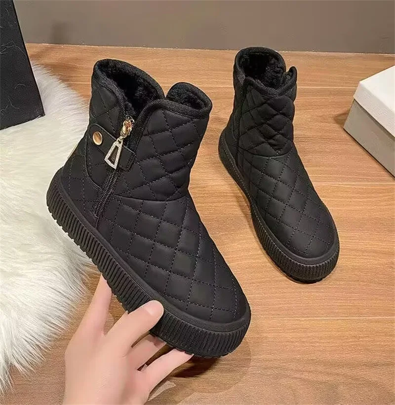 

Classic all-in-one handmade velvet and warm fur boots thick soled waterproof platform large size women's 35-40