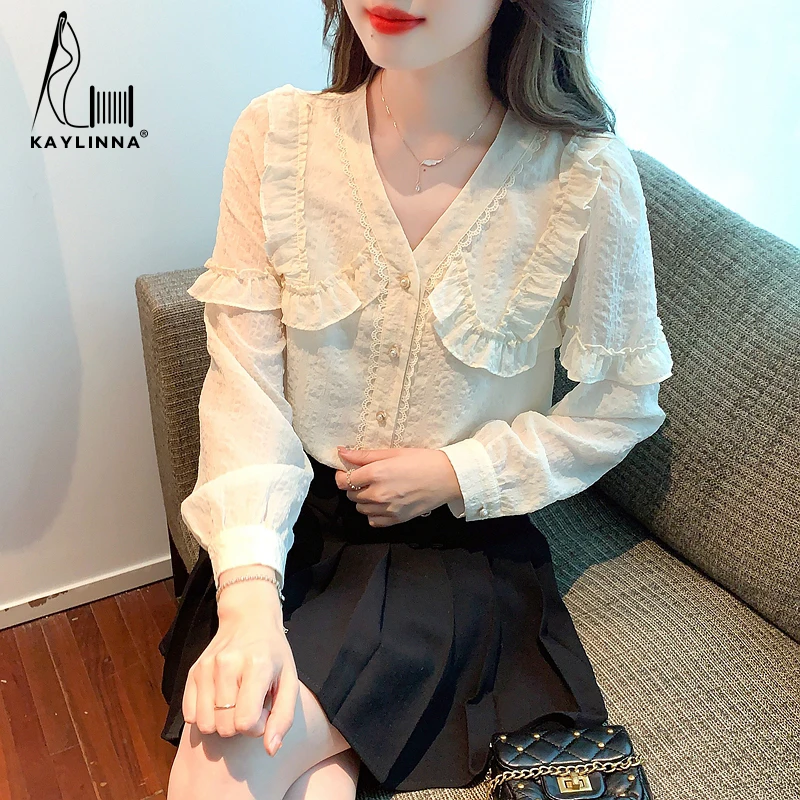 

Блузка KAYLINNA, женские топы, роскошные женские блузки, шикарная женская блузка, осенние женские рубашки 2022, элегантные и молодежные женские бл...