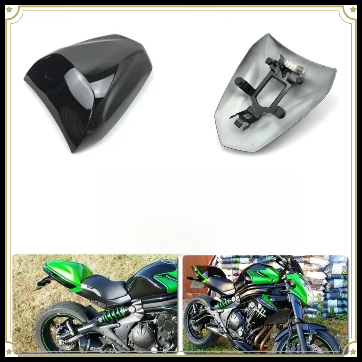 Фото Задний чехол-обтекатель для мотоциклов Kawasaki 650, EX650, 400, ER-6F, Winner6F, ER6N 2012-2016, зеленый, в стиле Ninja, подходящие аксессуары №1