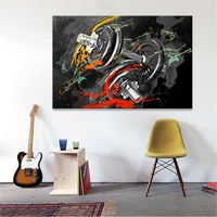 motivation sports fitnessm art posters and prints wall art canvas painting abstract dumbbel picture for gym room home wall decor