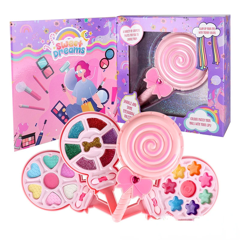 

Children's Cosmetics Toys Girls Lollipops Beauty Box Lipstick Eye Shadow Makeup Set