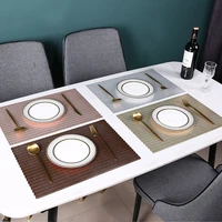 new gold placemats anti skid hollow rectangular japanese kitchen dining table mats pvc tableware pad bowl drink coasters