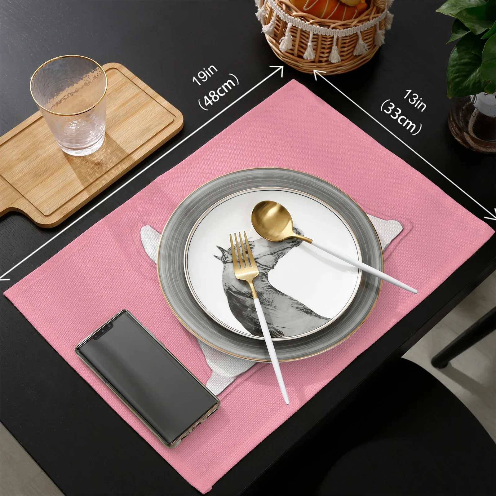 Розовый кролик милый невинный 4 шт. коврики для стола обеденного домашний декор