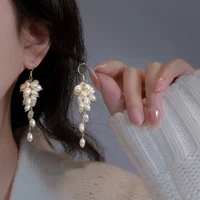 minar textured irregular freshwater pearl statement drop earrings for women gold color alloy geometrical long dangle earrings