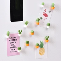 6pcs fridge magnets cute mini succulent plant vase set magnet button cactus refrigerator message sticker magn home decoration