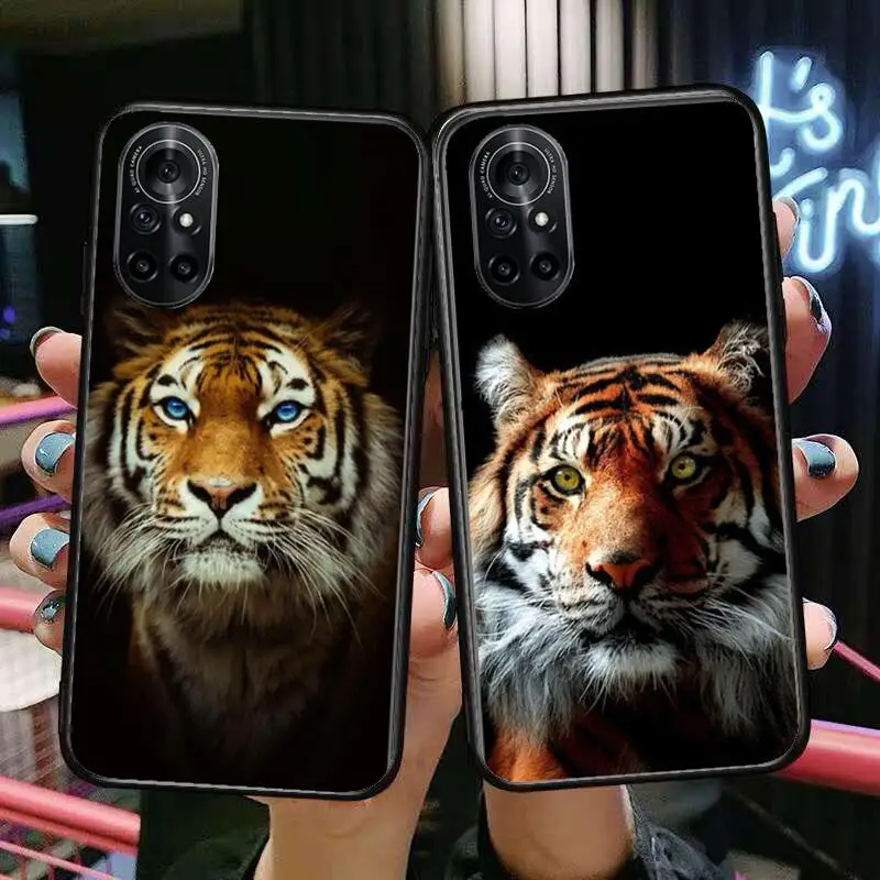 

animal tiger Clear Phone Case For Huawei Honor 20 10 9 8A 7 5T X Pro Lite 5G Black Etui Coque Hoesjes Comic Fash design