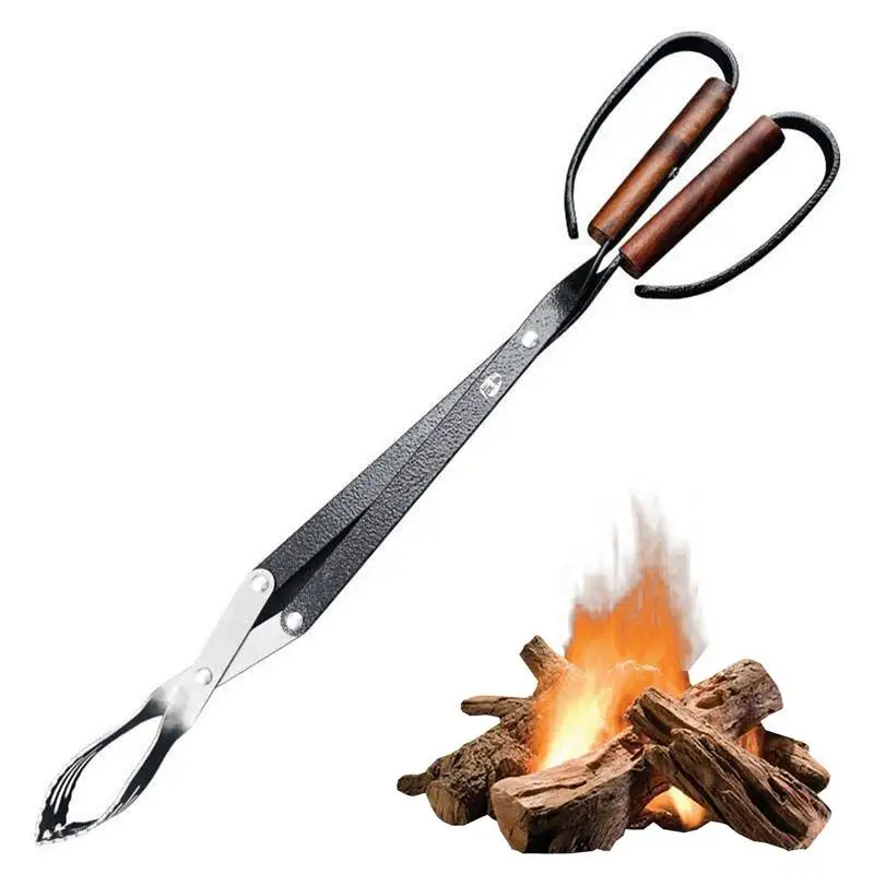 

Fire Pit BBQ Tong For Outdoor Camping Bonfire Stove Fireplace Charcoal Tongs 20Inch BBQ Firewood Clip Fire Pit Accessories
