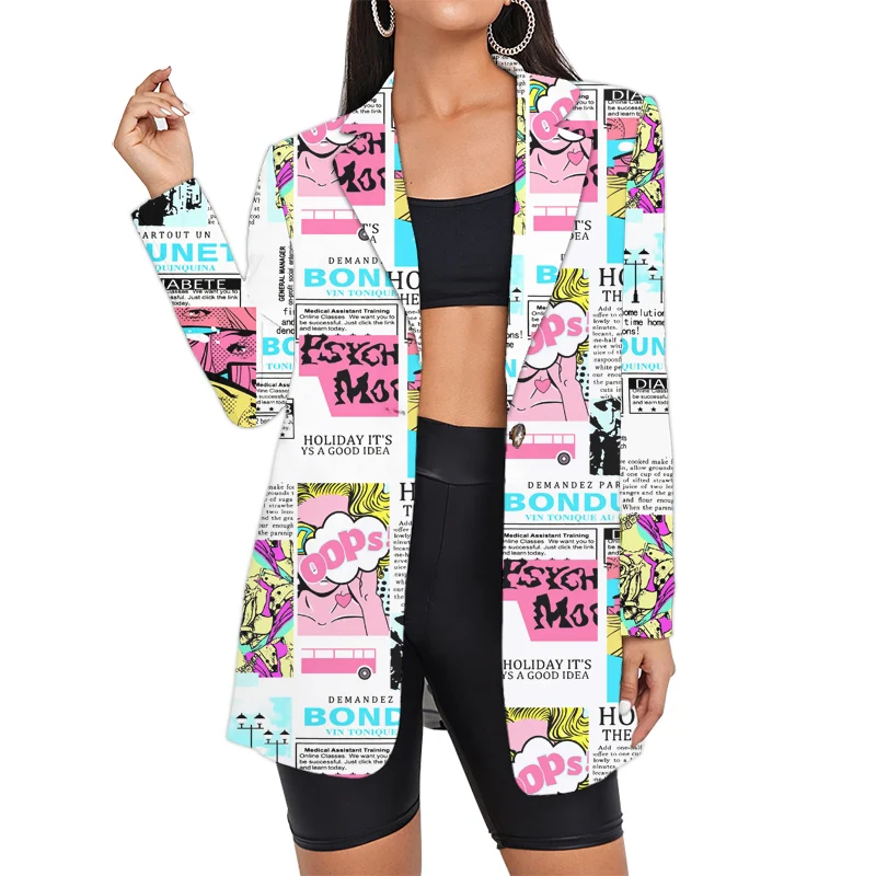 Женский блейзер OGKB с 3D-принтом Женская куртка сделай сам вашим дизайном модная