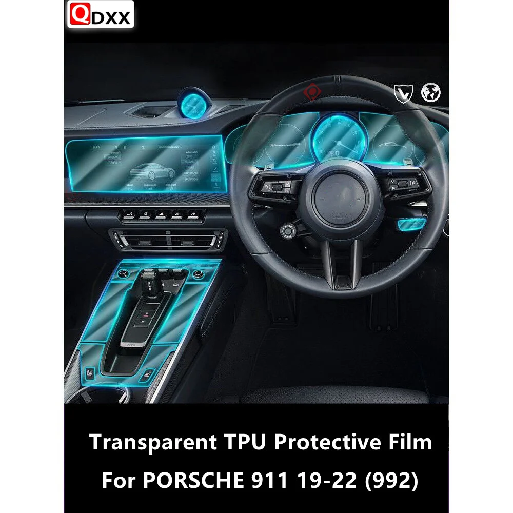 

For PORSCHE 911 19-22 992 Car Interior Center Console Transparent TPU Protective Film Anti-scratch Repair Film Accessory Refit