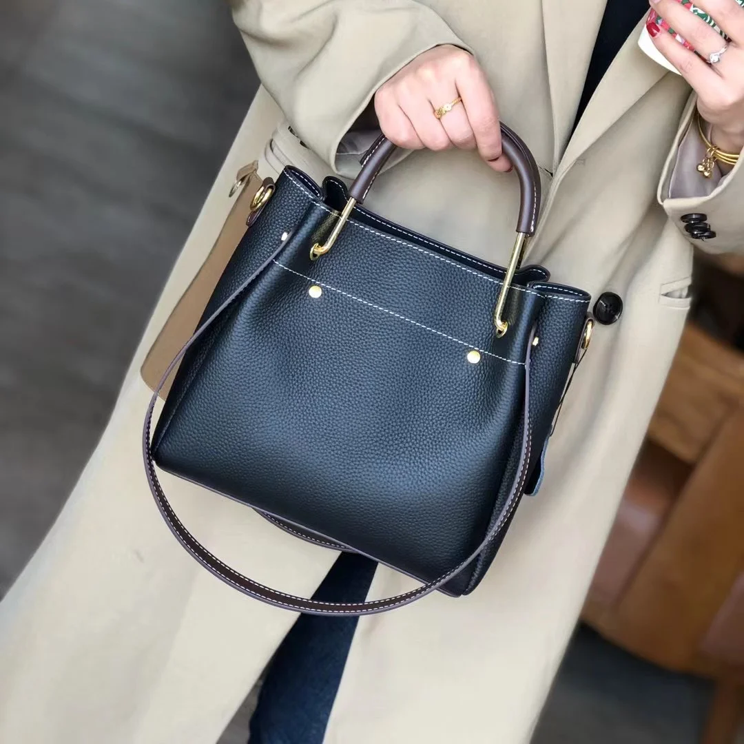 

GENUINE LEATHER Women's Shoulder Bag Soft Head Leather Fashion Casual Tote Bag Purses and Handbags Luxury Bags Designer