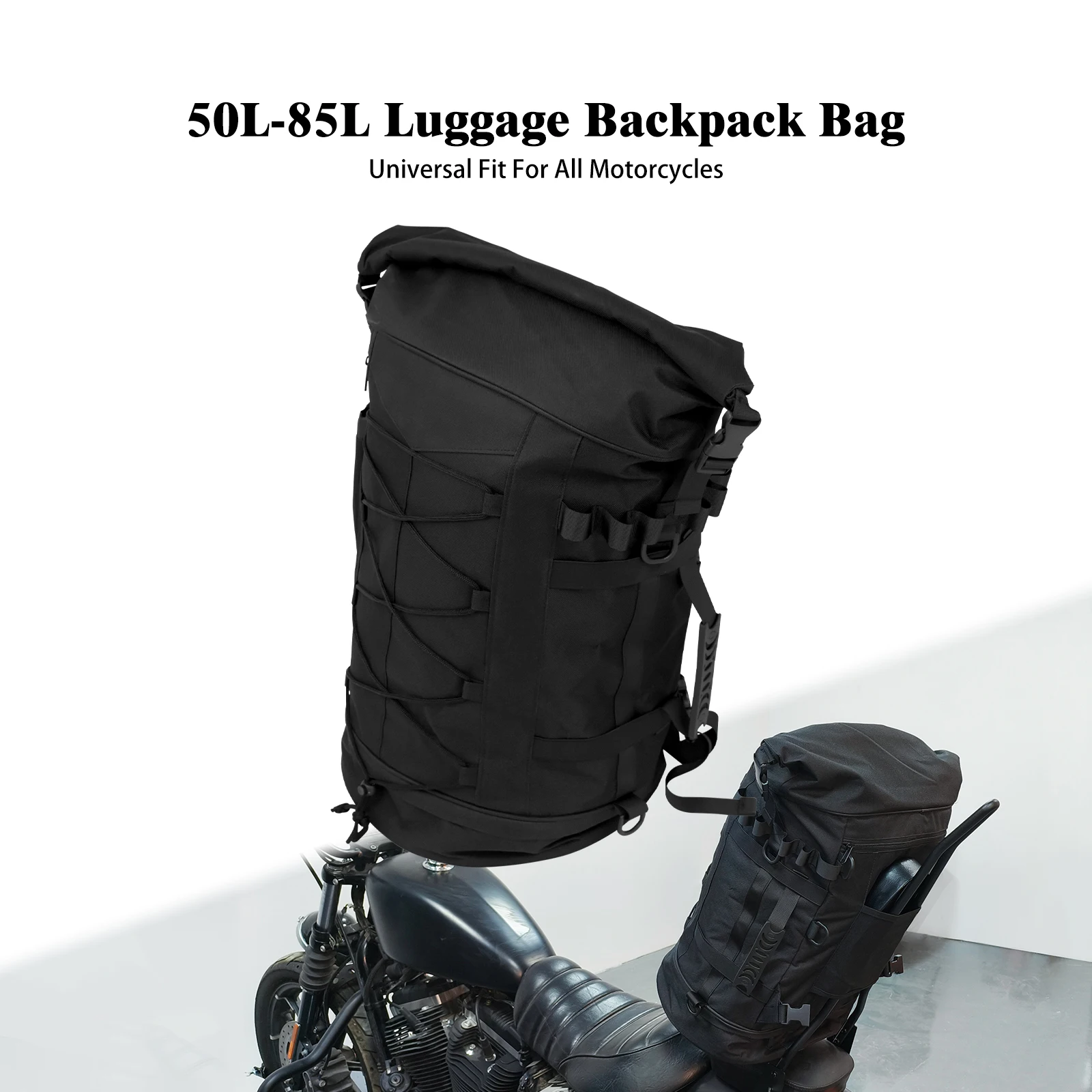 Мотоциклетный рюкзак 50L-85L, сумка на спинку Sissy Bar с ремнями ...