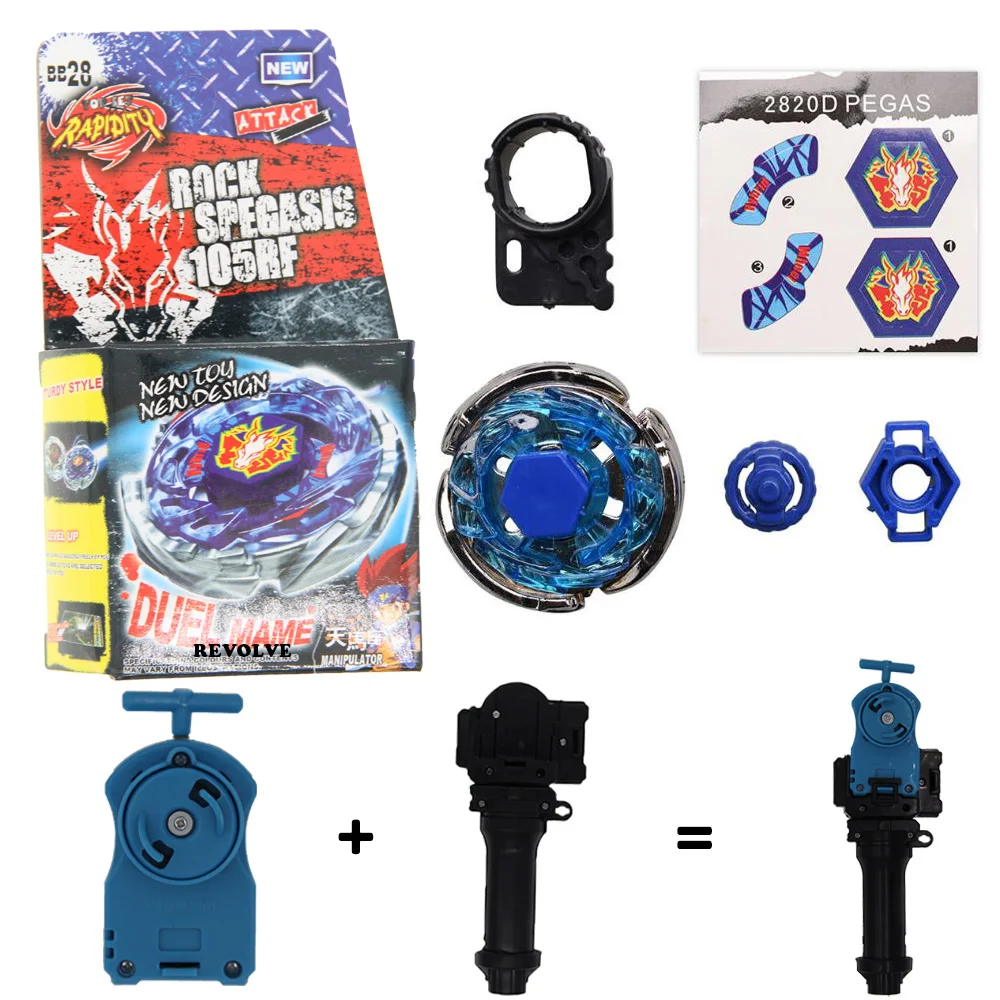 Фото B-X TOUPIE BURST BEYBLADE Venom Diabolos ОРИГИНАЛЬНЫЙ Storm Pegasis 105RF BB-28 S Pegasus с рукояткой + синяя леска для запуска №1