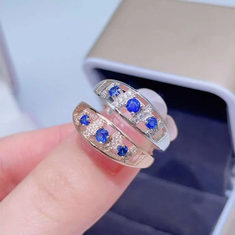 

Женское кольцо YULEM из серебра 925 пробы с натуральным зернистым синим сапфиром