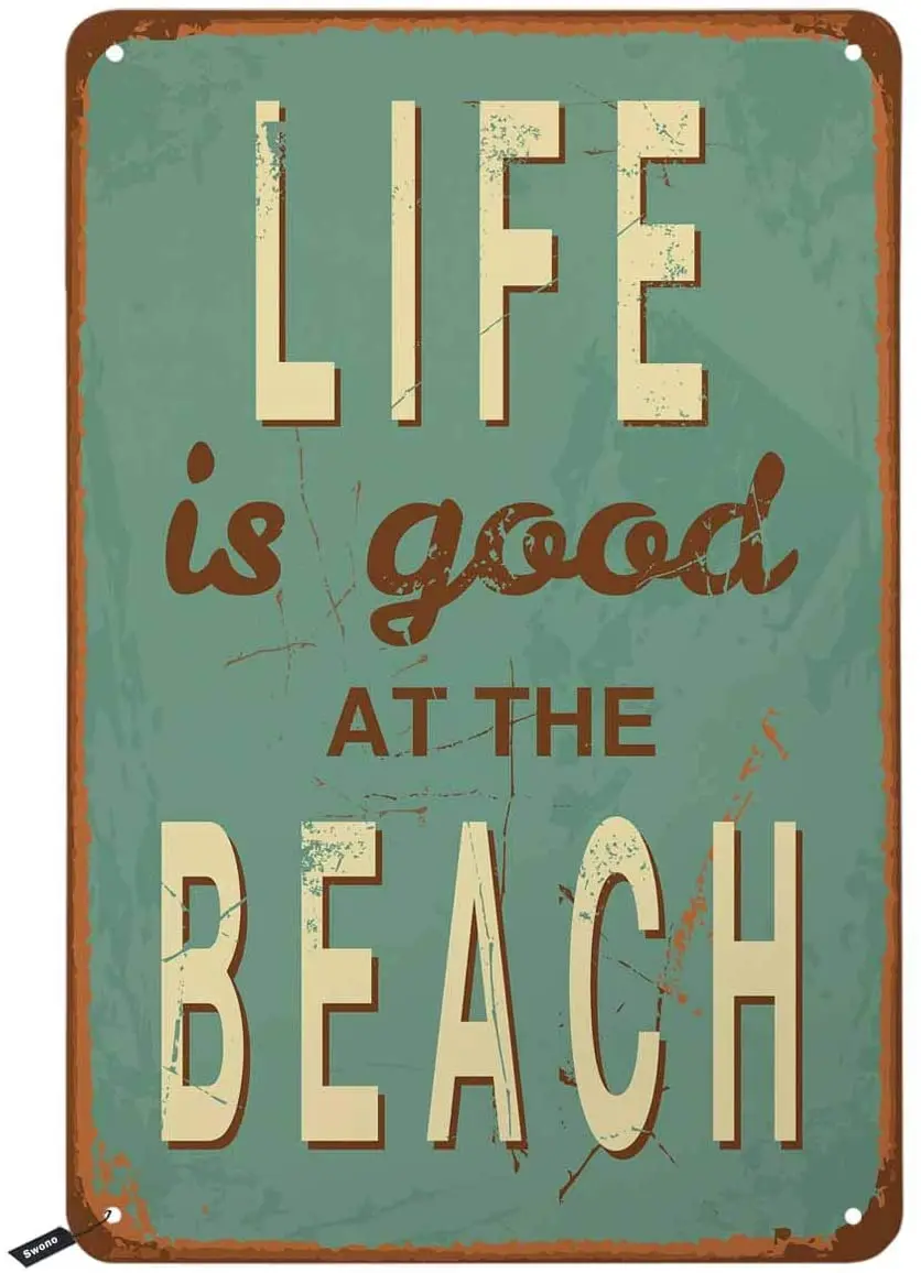 

Beach Tin Signs Life is Good at The Beach Vintage Metal Tin Sign Wall Decor for Bars Restaurants Cafes Pubs 12x8 Inch