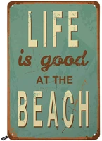 beach tin signs life is good at the beach vintage metal tin sign wall decor for bars restaurants cafes pubs 12x8 inch
