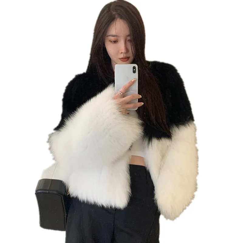 Women's Fur Jacket Short Autumn and Winter Fashion Thickened Warm Color Matching Faux Fur Coat for Women Winter Coat Women