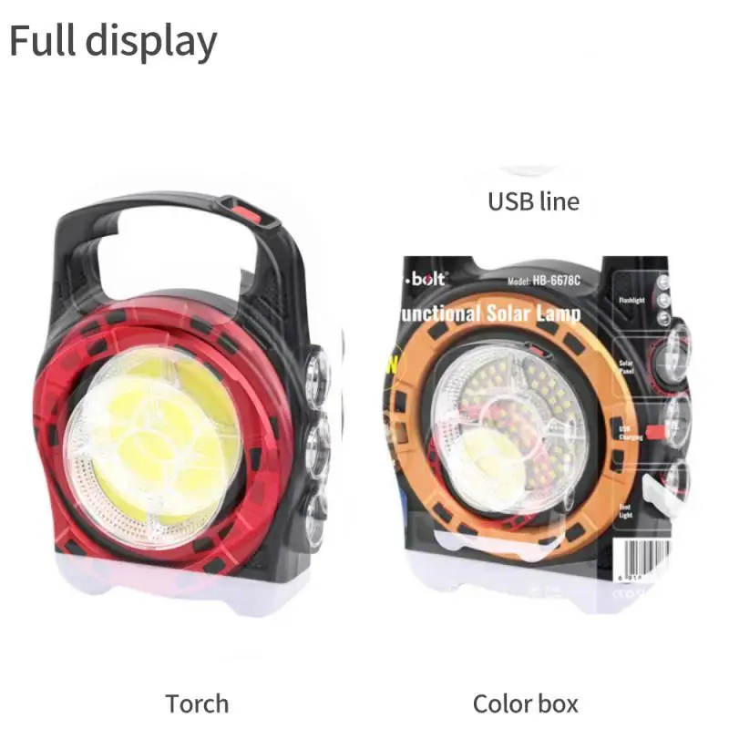 

With Side Lights Camping Light Convenient Searchlight Usb Charging Fishing Outdoor Lamp Solar Flashlight Waterproof Bright Light