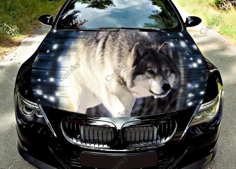 

Cool Wolf Custom Animal Car Hood Vinyl Sticker Wrap Vinyl Film Engine Cover Decals Sticker Universal Car Hood Protective Film
