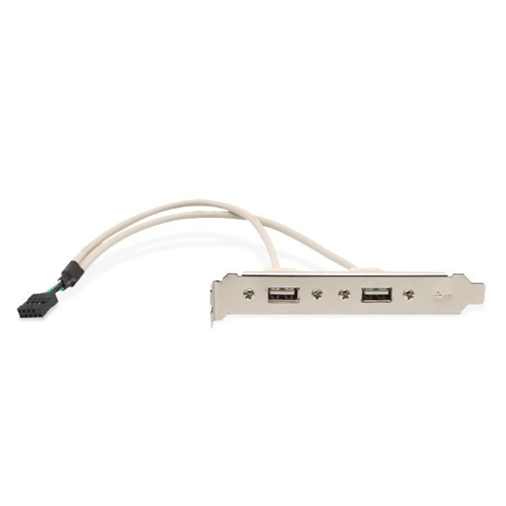 

Новая материнская плата с 2 портами USB 2,0 на 9 контактов, Удлинительный Кабель-адаптер для компьютера, кронштейн для задней панели, 9-контактны...