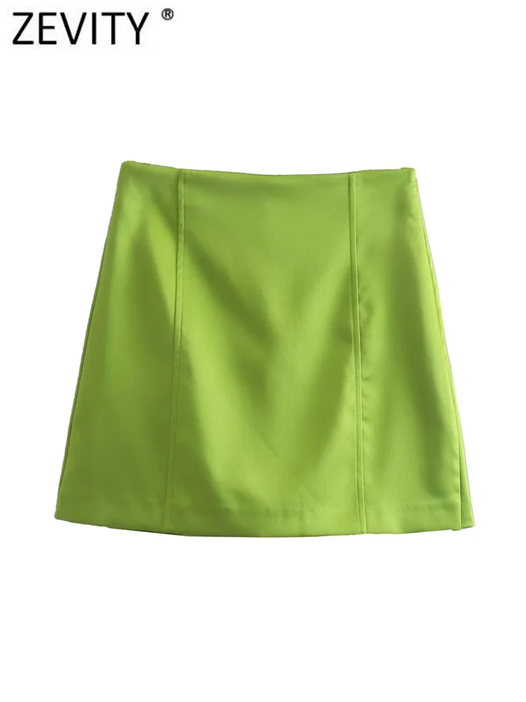 

ZEVITY новые женские модные яркие цветные мягкие атласные шорты на ощупь юбки женские горячие шорты с боковой молнией шикарные шорты P2005