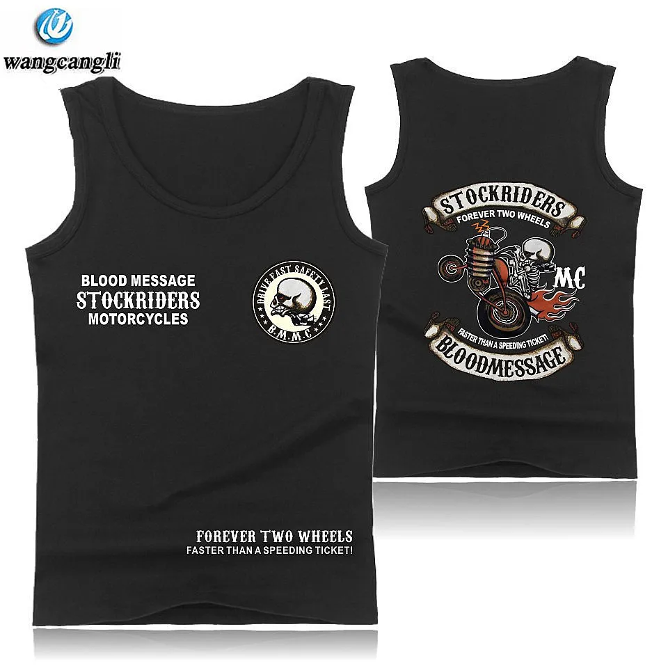 

2021 Skull Stockriders Motorcycle Cotton Tank Top Men Skull Locomotive Bodybuilding Sleeveless Shirt Boys Gym Vest Tank Clothes
