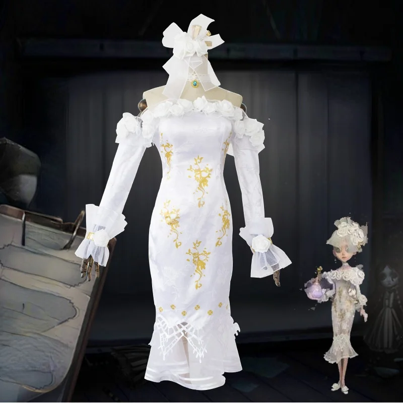 

S-XL Chinese Game Identity Ⅴ Vera Nair Cosplay Costume Girl Woman Sexy Fashion Party Show White Dress Role Playing Outfit Hot