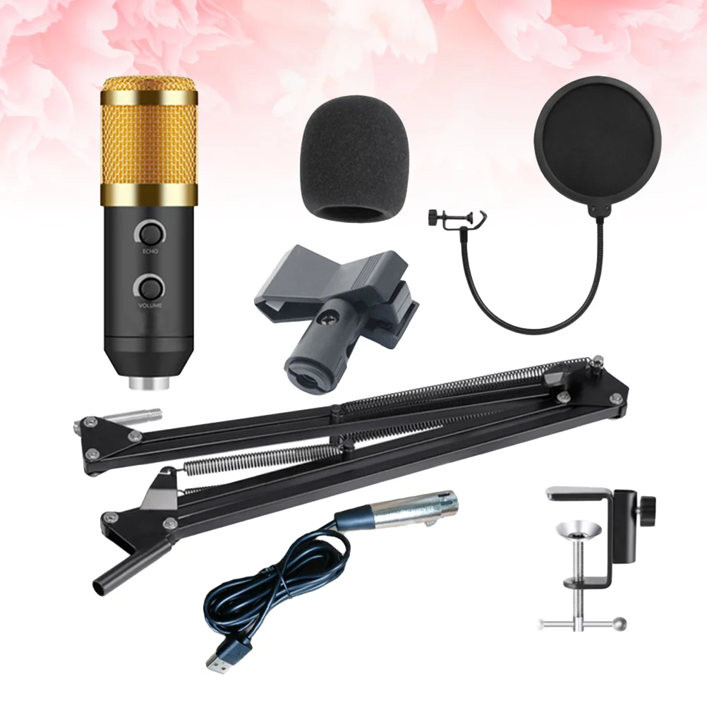 

1 Set BM 900 USB Microphone Condenser Wired Volume Adjustable with Stand Mic for Computer Recording PC Singing Studio Karaoke