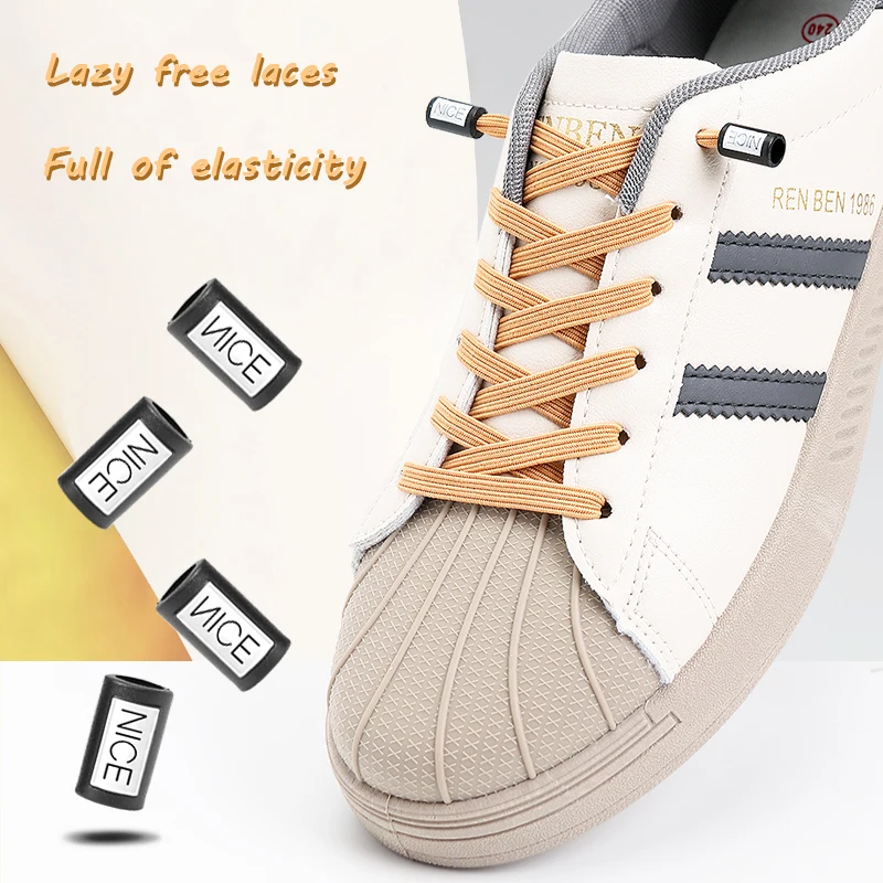 

2022 New No Tie Shoelaces Elastic Laces Sneakers Flat Shoe Laces without Ties Kids Adult Quick Shoelace One Size Fits All Shoes